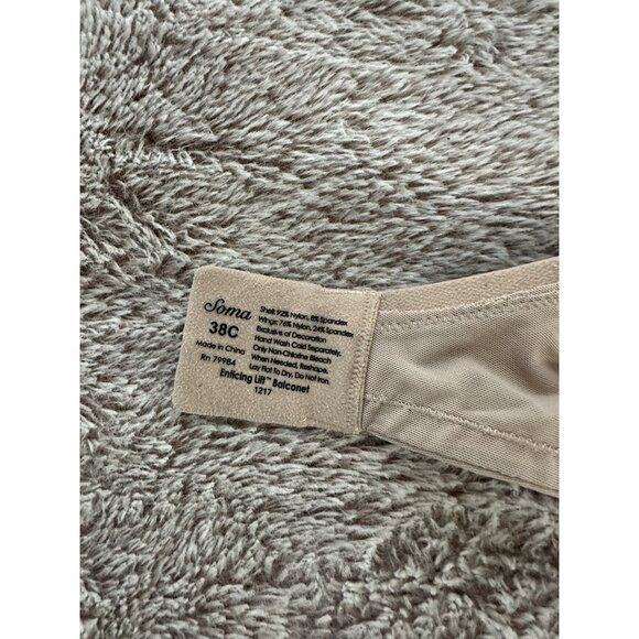 Soma Bra Tan Enticing Lift Balconet Underwire Balconette Stretch 38C - Picture 8 of 11